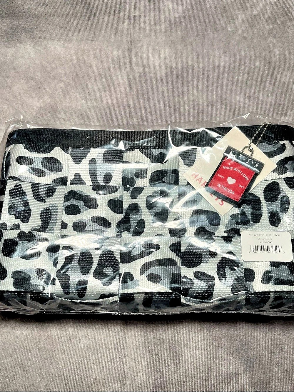 New Harvey’s seatbelt Ice leopard print convertible clutch crossbody purse